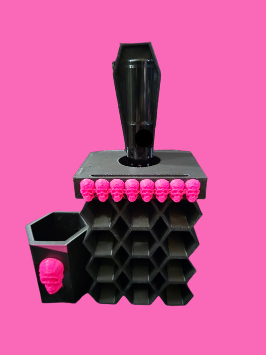 13 ink holder with coffin machine display and business card display  (Neon Pink combine with Black)